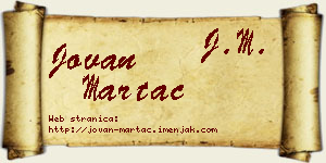 Jovan Martać vizit kartica